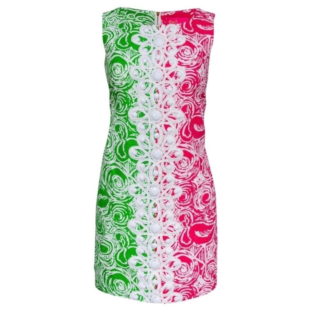 Lilly Pulitzer Jubilee Flam Alma Shift Dress Pink Green size 6